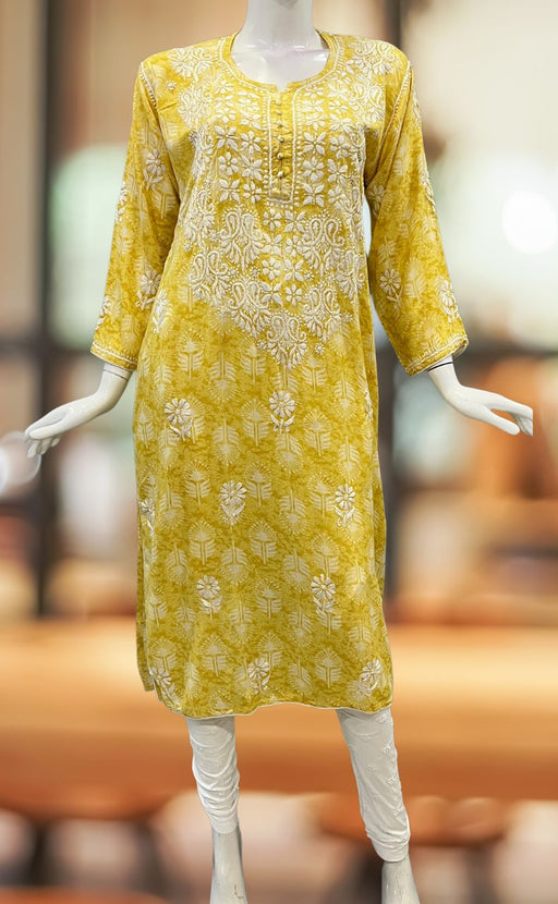 Yellow Chikankari Kurti. Flowy Rayon Fabric. | Laces and Frills - Laces and Frills