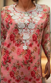 Red Chikankari Kurti. Kota Doria Fabric. | Laces and Frills - Laces and Frills