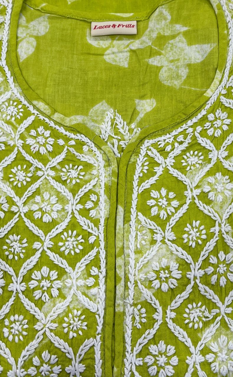 Green Machine Chikankari Kurti.  Versatile Cotton Fabric. | Laces and Frills - Laces and Frills