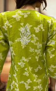 Green Machine Chikankari Kurti.  Versatile Cotton Fabric. | Laces and Frills - Laces and Frills