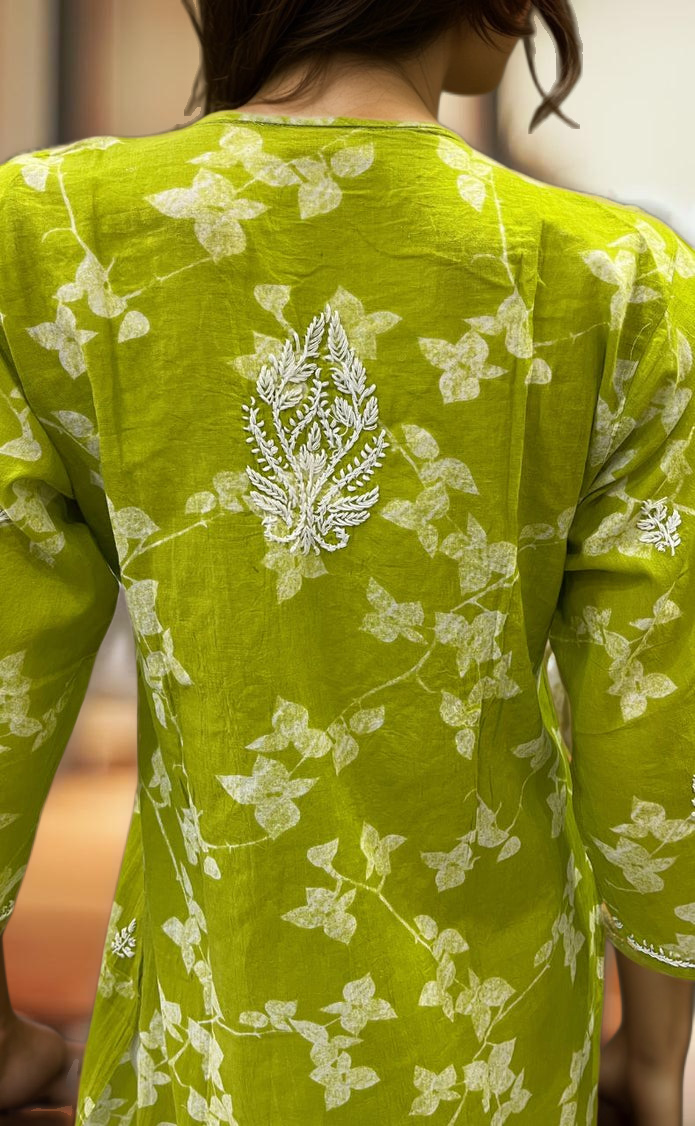 Green Machine Chikankari Kurti.  Versatile Cotton Fabric. | Laces and Frills - Laces and Frills