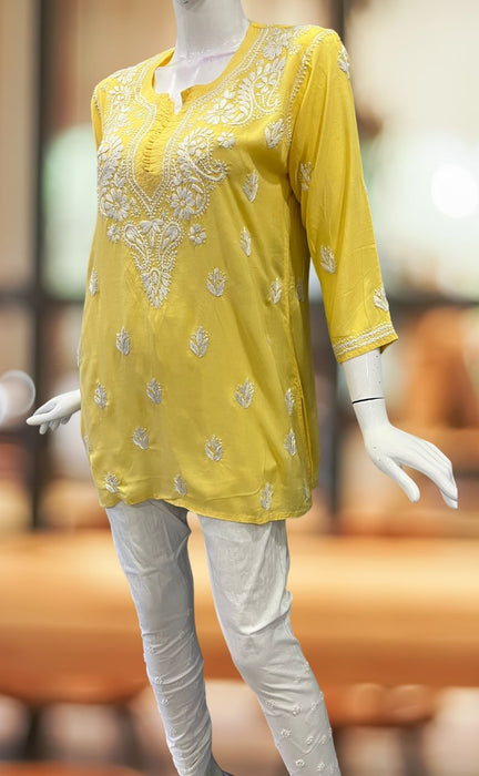 Musturd Yellow HBP Cotton Short Kurti With Paisely Print – Sayali  Rajadhyaksha Sarees