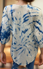 White/Blue Chikankari Short Kurti/Pant Co-Ord Set . Versatile Cotton Fabric. | Laces and Frills - Laces and Frills