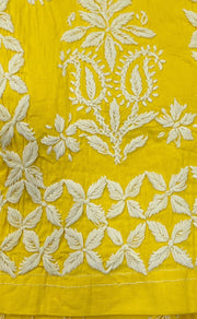 White/Yellow Chikankari Short Kurti/Pant Co-Ord Set . Versatile Cotton Fabric. | Laces and Frills - Laces and Frills