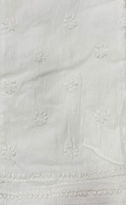 White Chikankari Straight Pants . Stretchable Cotton Lycra Fabric | Laces and Frills - Laces and Frills