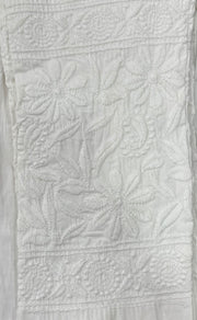 White Chikankari Straight Pants . Stretchable Cotton Lycra Fabric | Laces and Frills - Laces and Frills