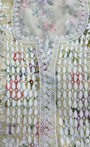 Yellow Crepe Lucknowi Chikankari Embroidery Kurti.  Elegant Crepe Fabric. | Laces and Frills - Laces and Frills