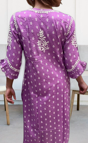 Lavender Lucknowi Kurti.  Versatile Cotton Fabric. | Laces and Frills - Laces and Frills