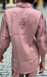 Onion Pink Chikankari Short Kurti/Pant Co-Ord Set . Versatile Cotton Fabric. | Laces and Frills