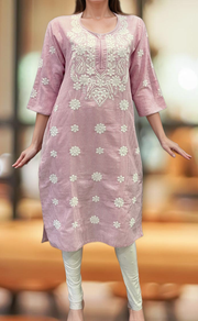 Pink Machine Chikankari Kurti.  Versatile Cotton Fabric. | Laces and Frills - Laces and Frills