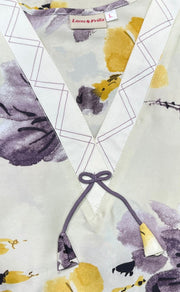 Off White/Lavender Floral Satin Kaftan .Soft Silky Satin | Laces and Frills - Laces and Frills