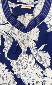 Blue Floral Satin Nighty. Smooth Satin | Laces and Frills - Laces and Frills