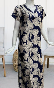 Blue Floral Satin Nighty. Smooth Satin | Laces and Frills - Laces and Frills