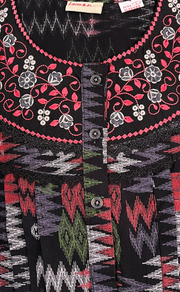 Black Abstract Spun Long Sleeves Nighty. Flowy Spun Fabric | Laces and Frills