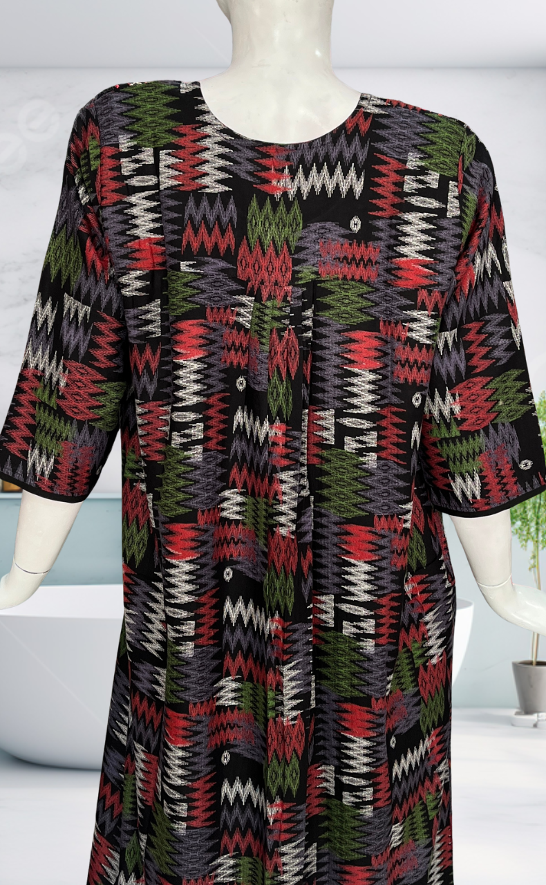 Black Abstract Spun Long Sleeves Nighty. Flowy Spun Fabric | Laces and Frills