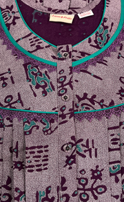 Purple Abstract Spun Long Sleeves Nighty. Flowy Spun Fabric | Laces and Frills