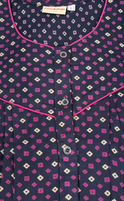 Navy Blue Bandini Spun Long Sleeves Nighty. Flowy Spun Fabric | Laces and Frills