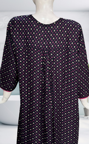 Navy Blue Bandini Spun Long Sleeves Nighty. Flowy Spun Fabric | Laces and Frills