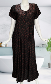 Black Flora Spun Nighty. Flowy Spun Fabric | Laces and Frills