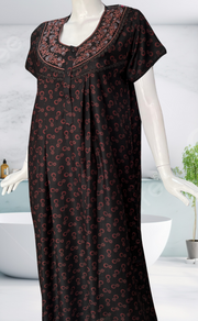 Black Flora Spun Nighty. Flowy Spun Fabric | Laces and Frills