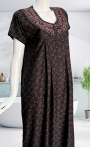 Black Flora Spun Nighty. Flowy Spun Fabric | Laces and Frills