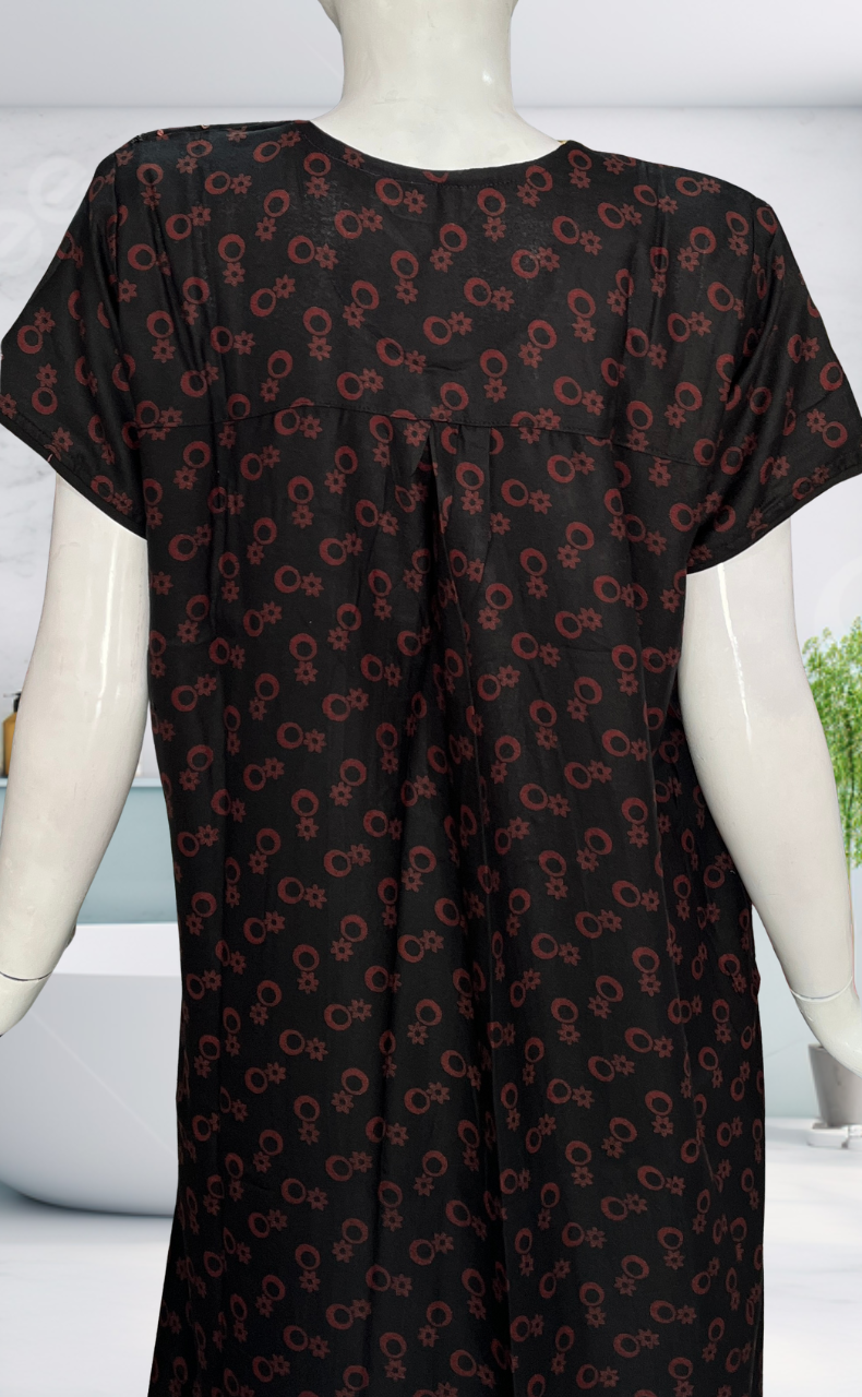 Black Flora Spun Nighty. Flowy Spun Fabric | Laces and Frills