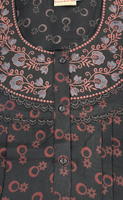 Black Flora Spun Nighty. Flowy Spun Fabric | Laces and Frills