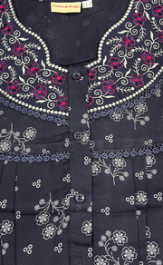 Navy Blue Floral Spun Nighty. Flowy Spun Fabric | Laces and Frills