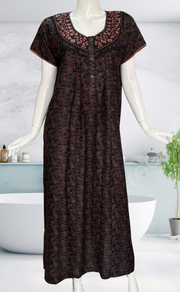 Black Garden Spun Nighty. Flowy Spun Fabric | Laces and Frills