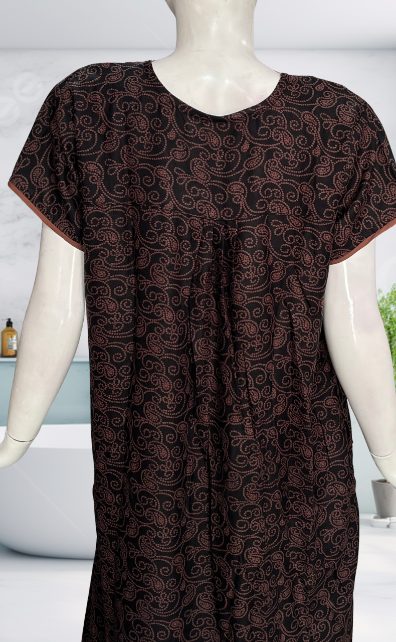 Black Garden Spun Nighty. Flowy Spun Fabric | Laces and Frills