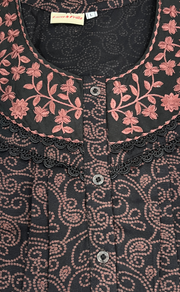 Black Garden Spun Nighty. Flowy Spun Fabric | Laces and Frills