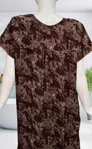 Brown Leafy Spun Nighty. Flowy Spun Fabric | Laces and Frills