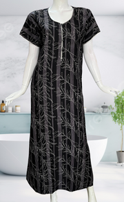 Black Leafy Spun Nighty. Flowy Spun Fabric | Laces and Frills