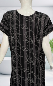 Black Leafy Spun Nighty. Flowy Spun Fabric | Laces and Frills