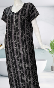Black Leafy Spun Nighty. Flowy Spun Fabric | Laces and Frills