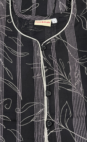 Black Leafy Spun Nighty. Flowy Spun Fabric | Laces and Frills