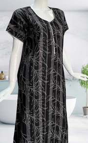 Black Leafy Spun Nighty. Flowy Spun Fabric | Laces and Frills