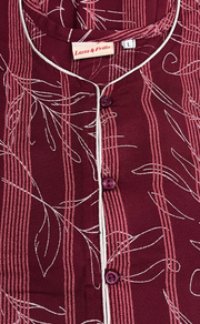 Maroon Leafy Spun Nighty. Flowy Spun Fabric | Laces and Frills