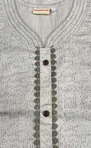 White Abstract Soft Cotton Nighty. Soft Breathable Fabric | Laces and Frills