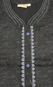 Black Abstract Soft Cotton Nighty. Soft Breathable Fabric | Laces and Frills