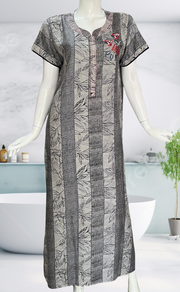 Grey Leafy Spun Nighty. Flowy Spun Fabric | Laces and Frills