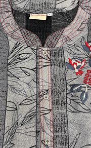 Grey Leafy Spun Nighty. Flowy Spun Fabric | Laces and Frills