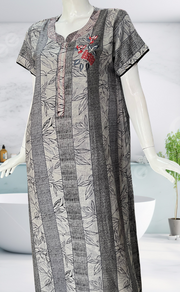 Grey Leafy Spun Nighty. Flowy Spun Fabric | Laces and Frills