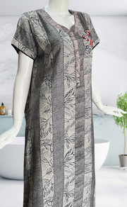 Grey Leafy Spun Nighty. Flowy Spun Fabric | Laces and Frills