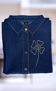 Navy Blue Flora Denim Co-ord Set. Denim Cotton | Laces and Frills - Laces and Frills
