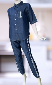Navy Blue Abstract Denim Co-ord Set. Denim Cotton | Laces and Frills - Laces and Frills