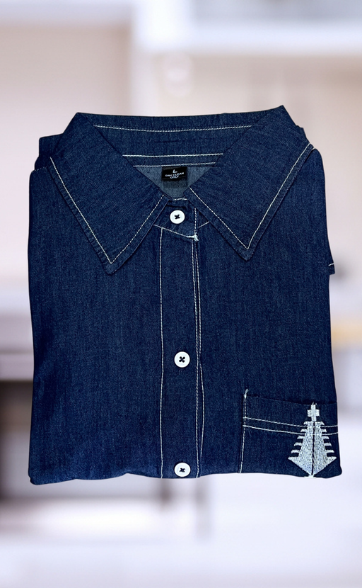Navy Blue Abstract Denim Co-ord Set. Denim Cotton | Laces and Frills - Laces and Frills