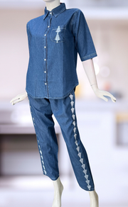 Light Blue Abstract Denim Co-ord Set. Denim Cotton | Laces and Frills - Laces and Frills