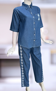 Light Blue Abstract Denim Co-ord Set. Denim Cotton | Laces and Frills - Laces and Frills