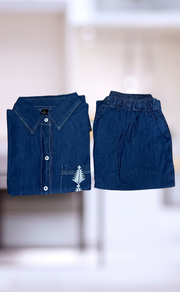 Light Blue Abstract Denim Co-ord Set. Denim Cotton | Laces and Frills - Laces and Frills